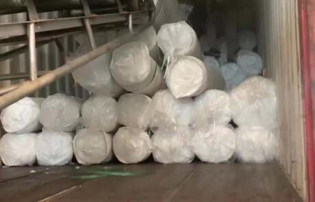 vaccum package of white glass wool