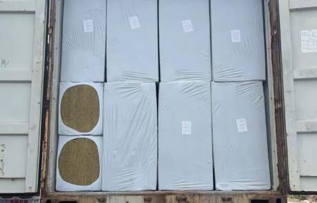 Stone wool curtain wall insulation ASTM C612 packaging for shipment to Canada